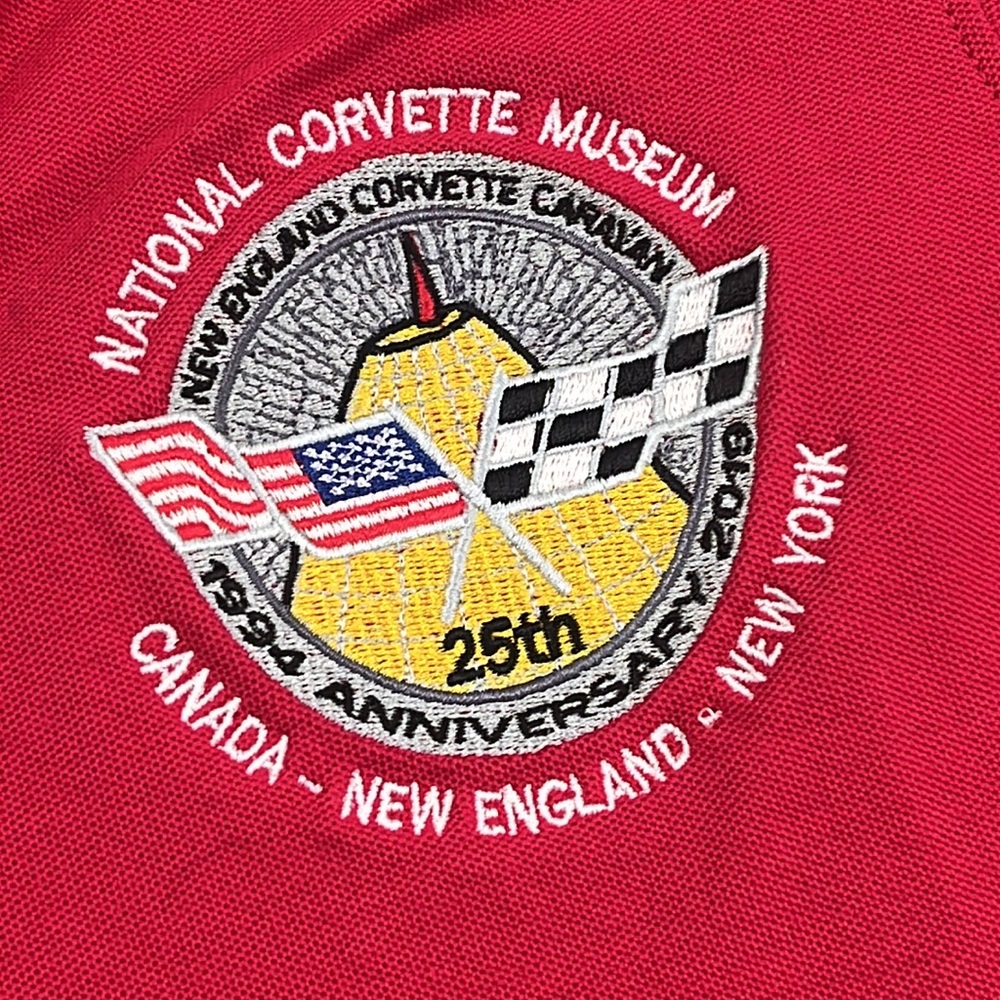 National Corvette Museum S 100% Pima Cotton Red Short Sleeve Polo Shirt